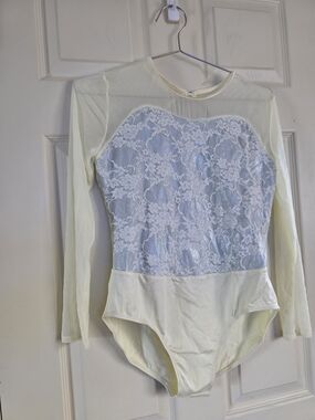 Weissman Light Gray and Cream/ Pale Yellow Dance Bodysuit & Tutu